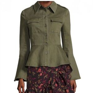 Elegant Olive Utility Peplum Jacket
